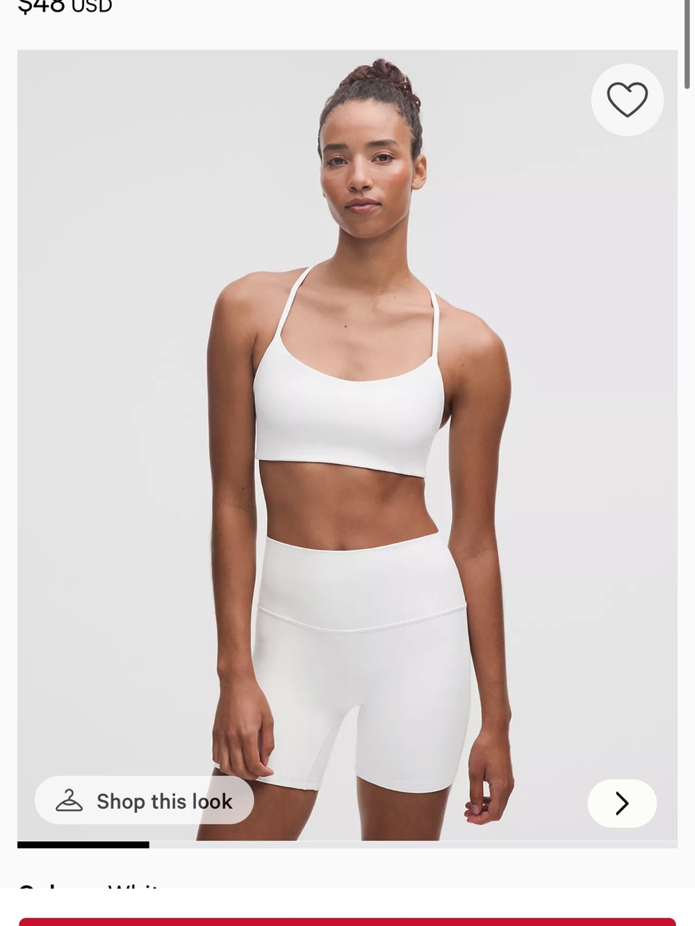 Lululemon White Seamless Thin-Strap Bralette